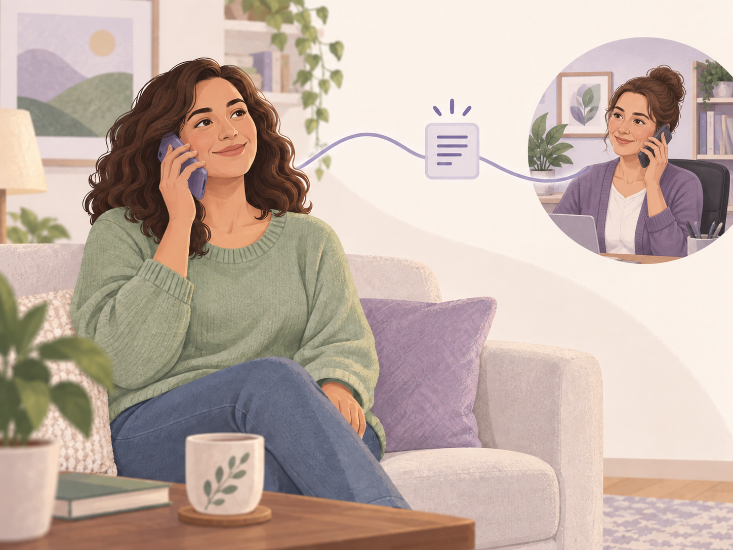 Illustration of a client calling an ABA practitioner to make an enquiry